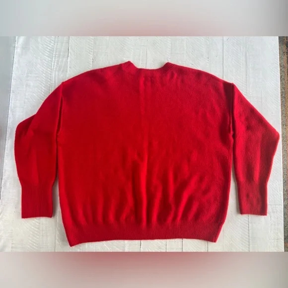 VINCE CAMUTO Womens Red & White Star Long Sleeve Crew Neck Sweater size Large - Picture 3 of 8